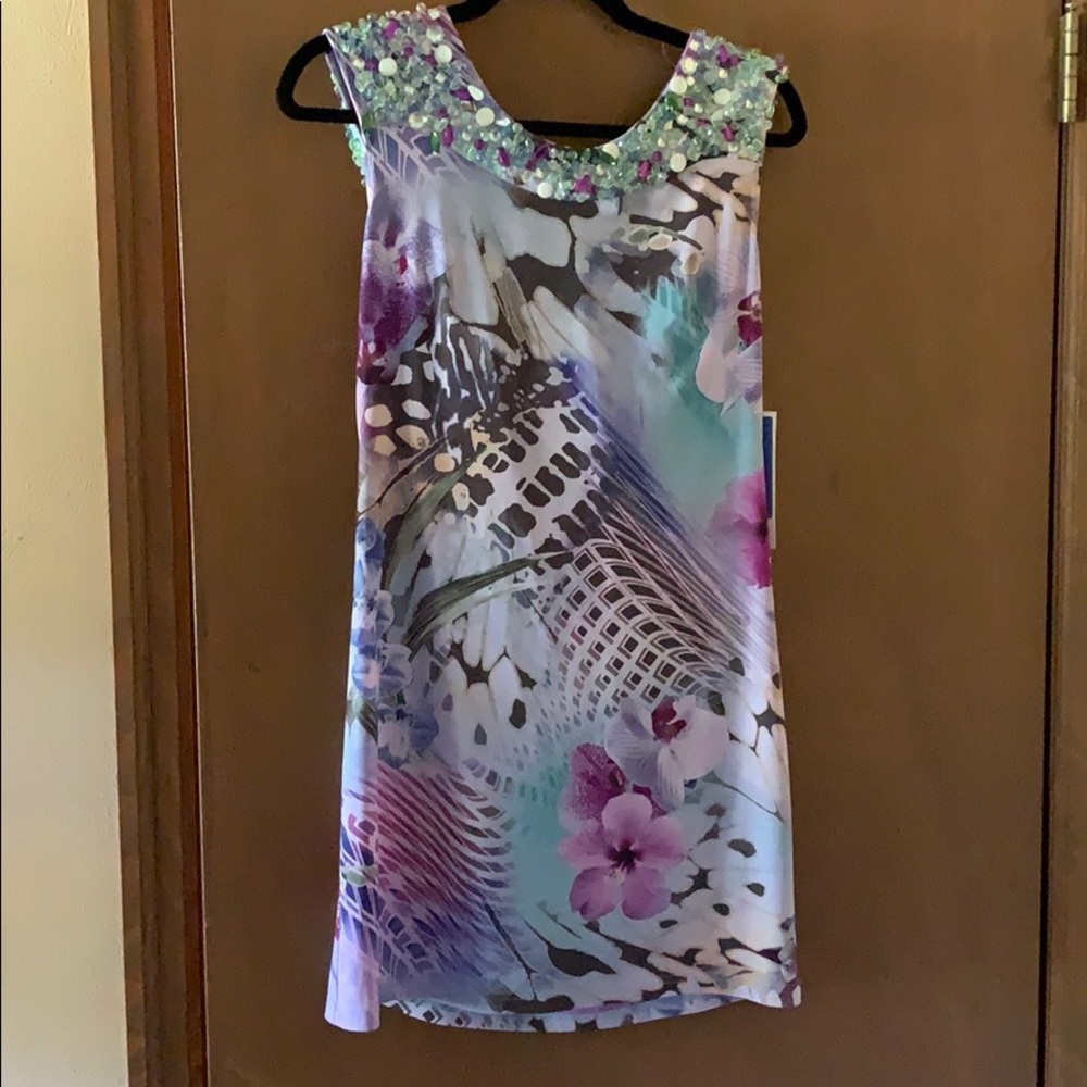 Mini Dress Purple Beaded